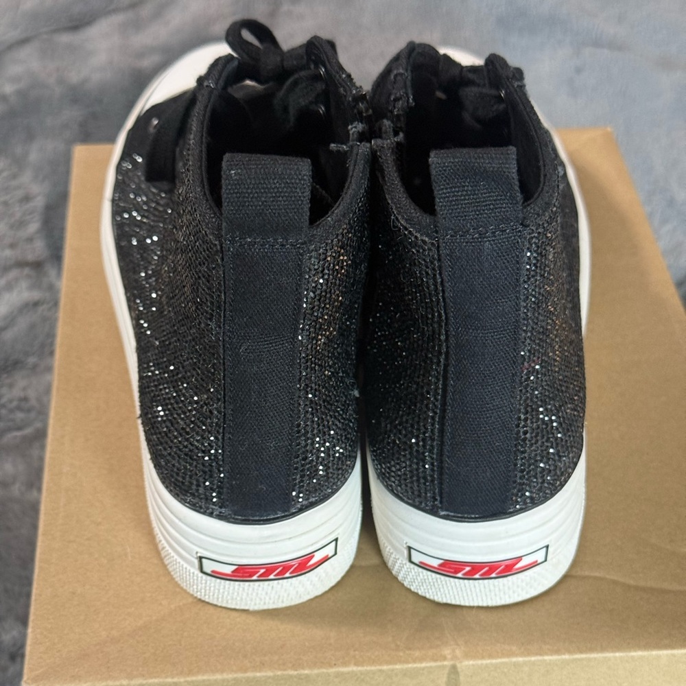 Steve Madden Black Glitter High-Top Sneakers with White Sole